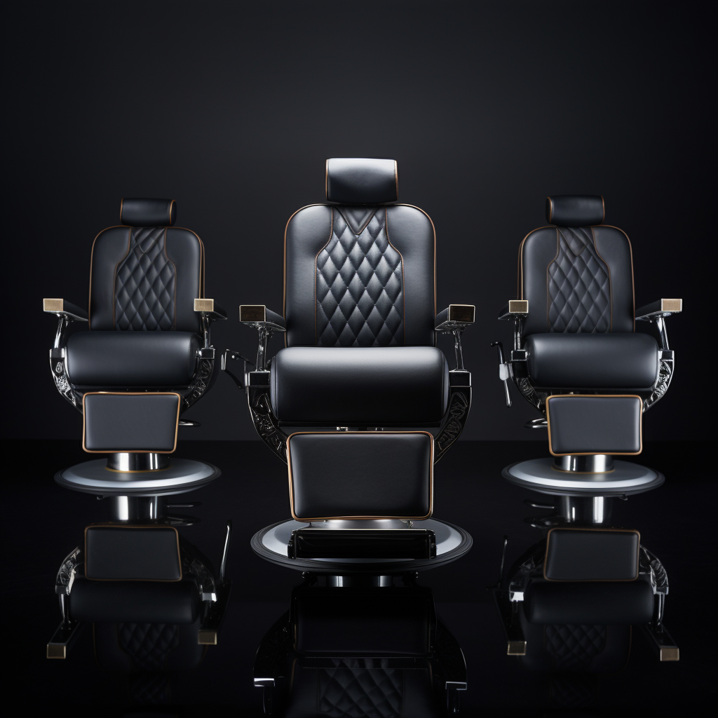 Black leather barber chairs with #A6CE39 color leather elements