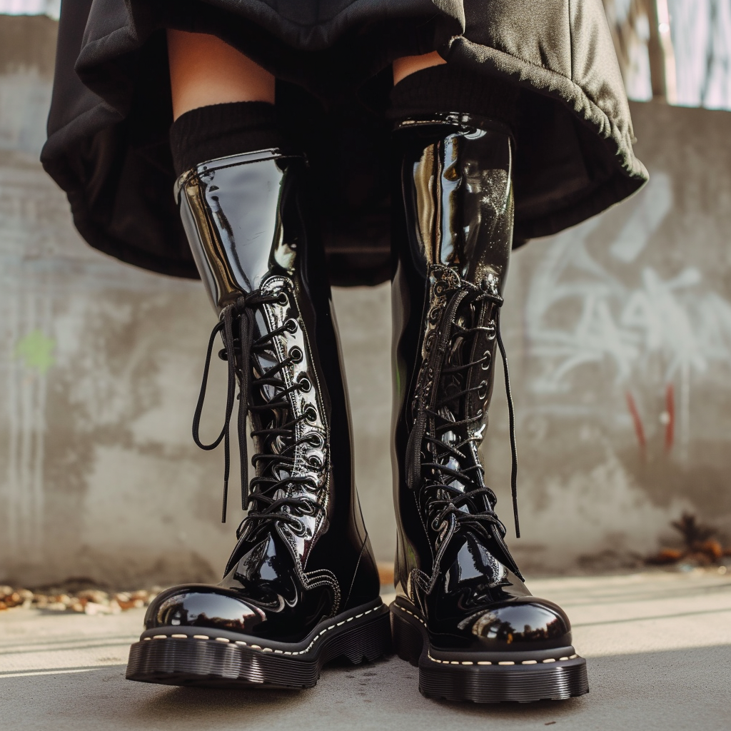 Black Leather Lace-up Dr. Marten Boots