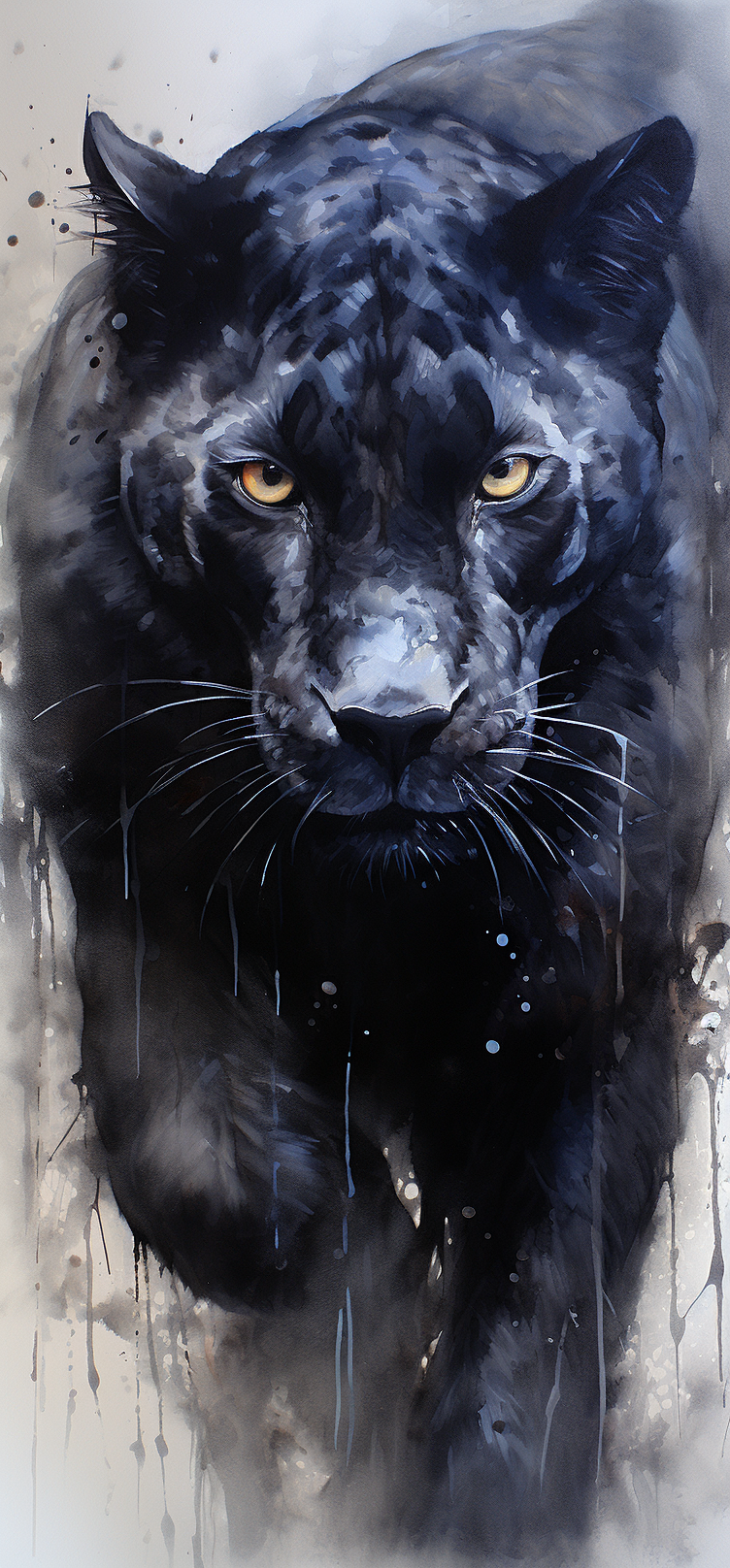 Black Leopard with Graceful Posture and Sharp Eyes