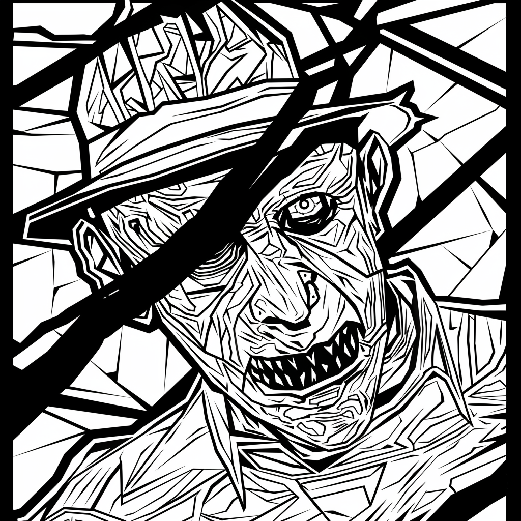 Adult Coloring Stain Glass Freddy