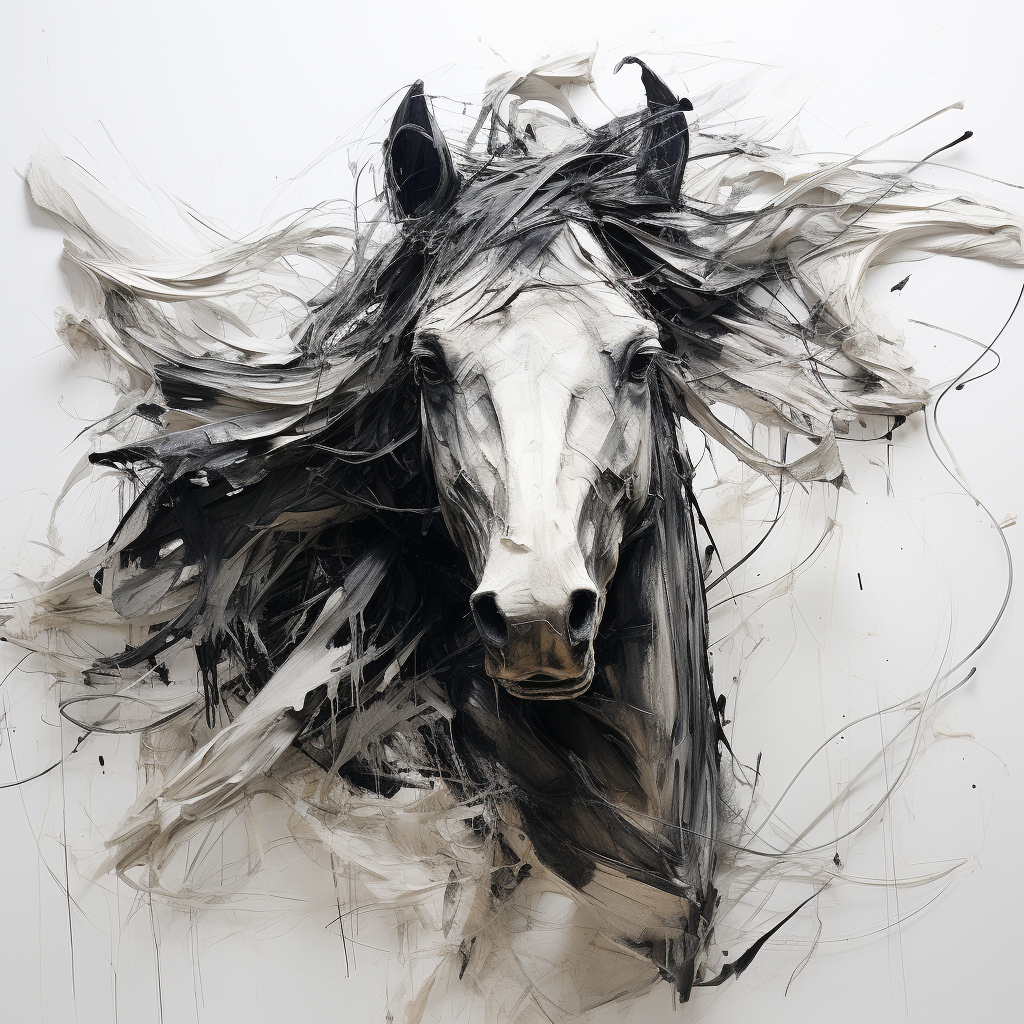 Black Line Drawing Horse White Background