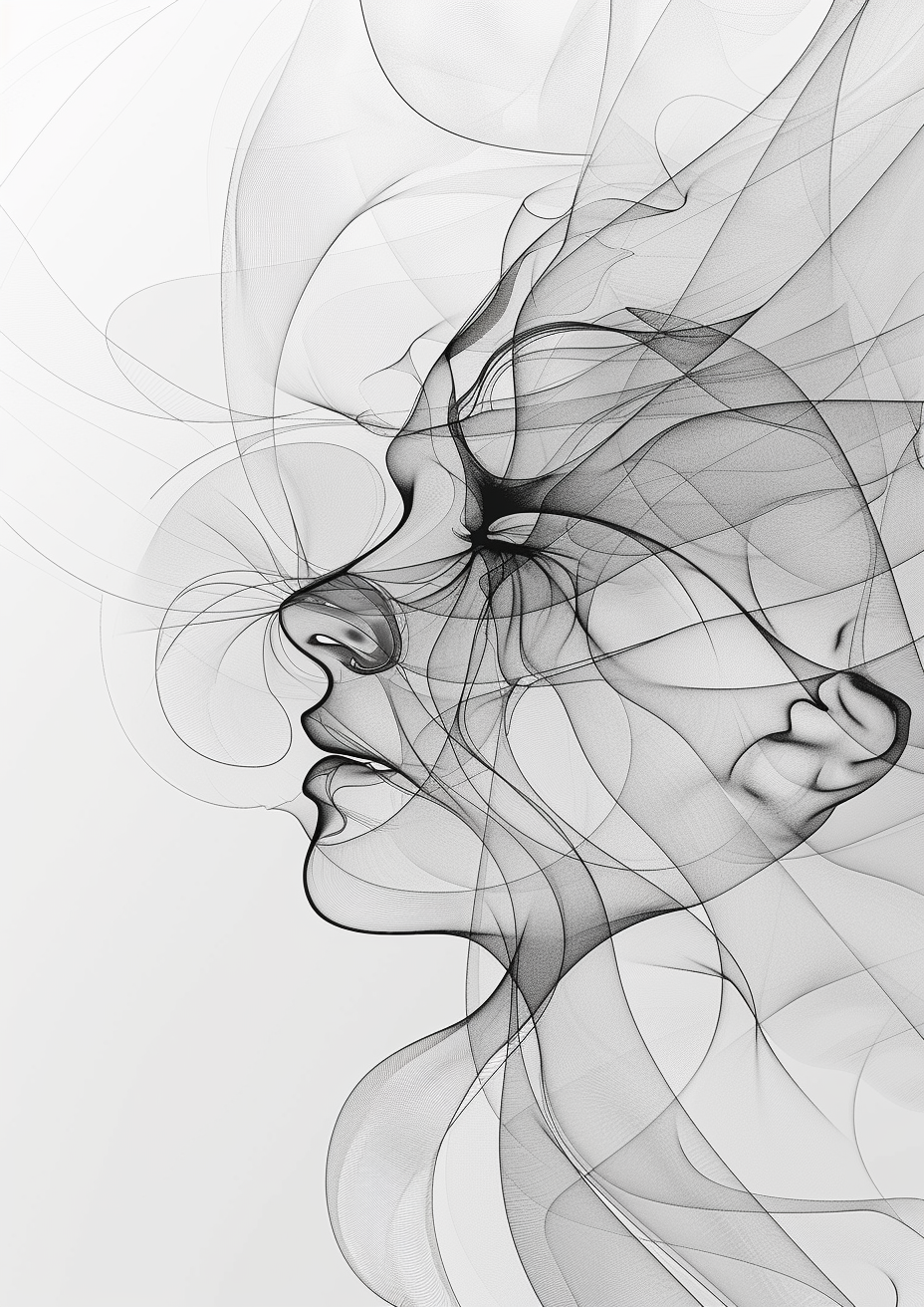 Line art portrait arrangement artwork