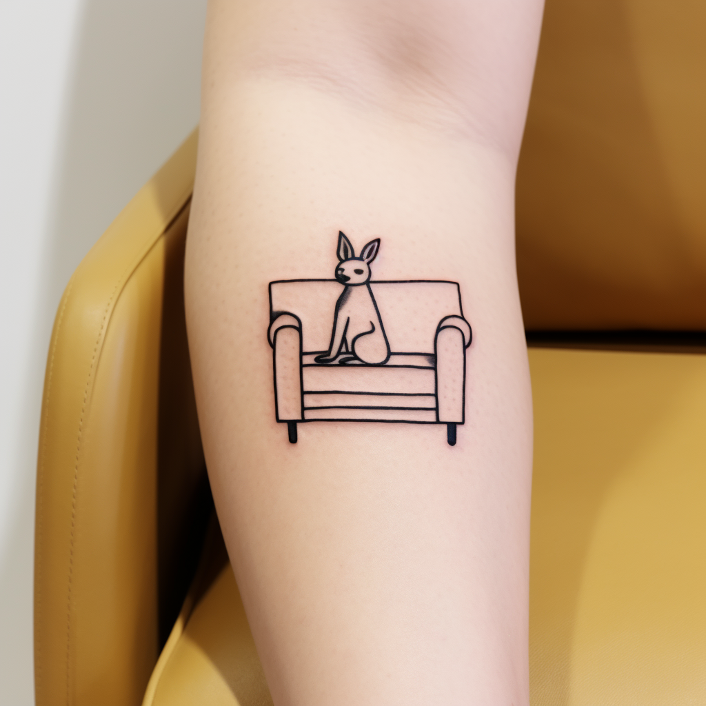 Simple black line tattoo couch kangaroo