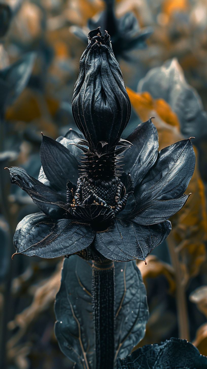 Realistic black Maca blossoming