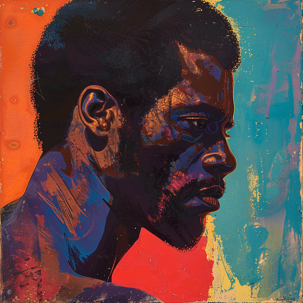 Black male portrait Bob Peak style