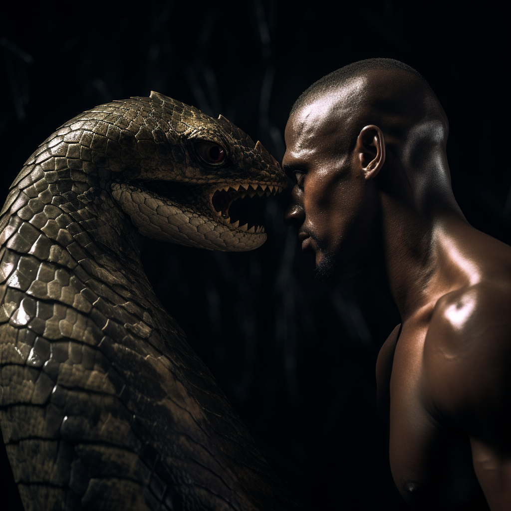 Black mamba and anaconda face-off