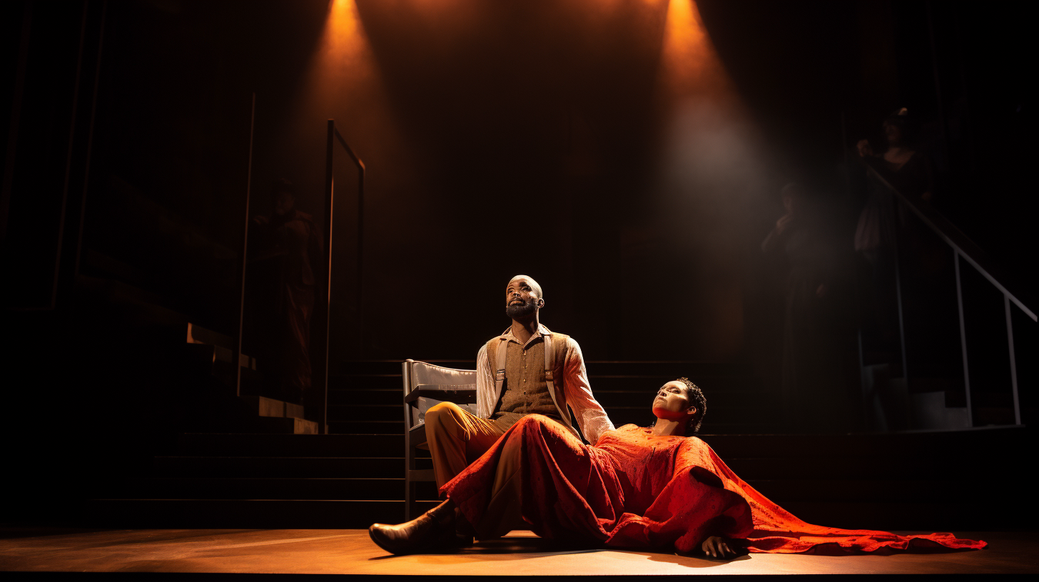 Black man and woman on theatre stage