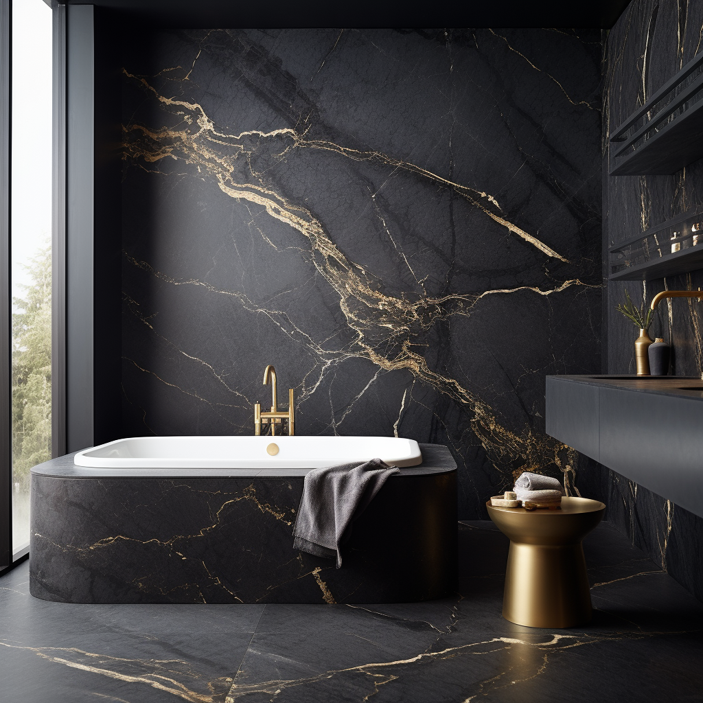 Sleek black marble wall design