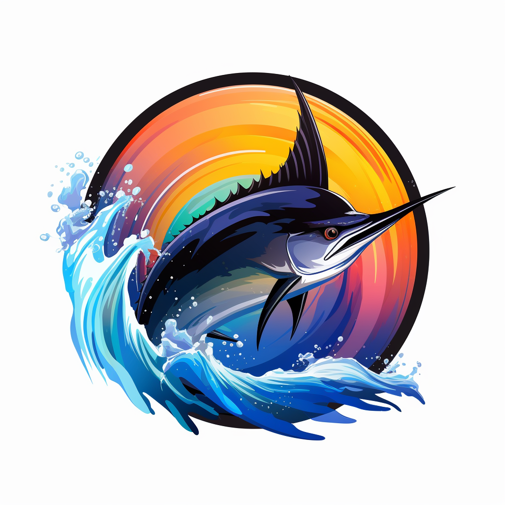 Black Marlin Circular Border Illustration