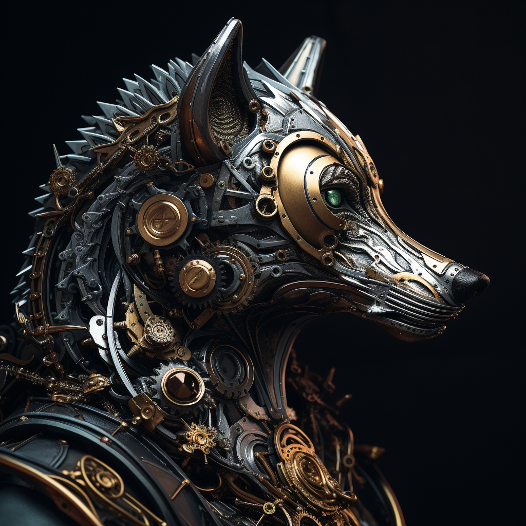 Black Steampunk Mechanical Wolf Profile