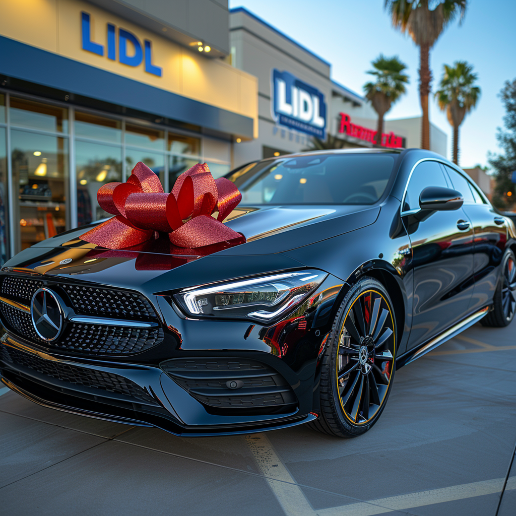 Black Mercedes CLA with Red Bow