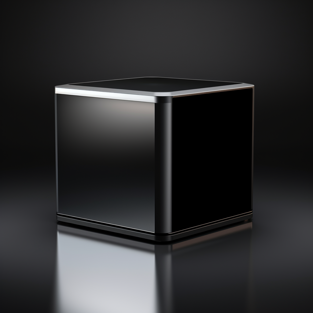 Black metal box with futuristic design