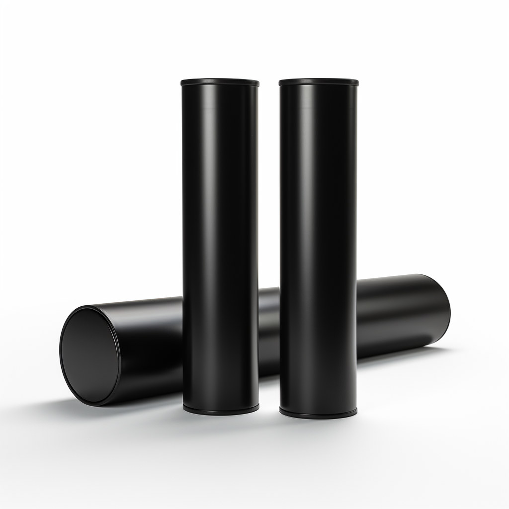 Black metallic cardboard tube with lids