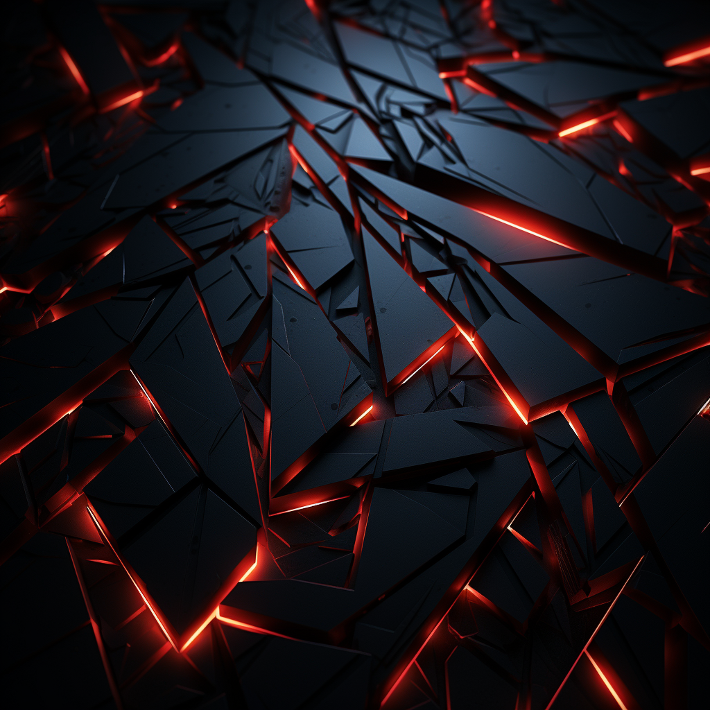 Black Metallic Texture with Geometrical Pattern and Red Gaming Lights