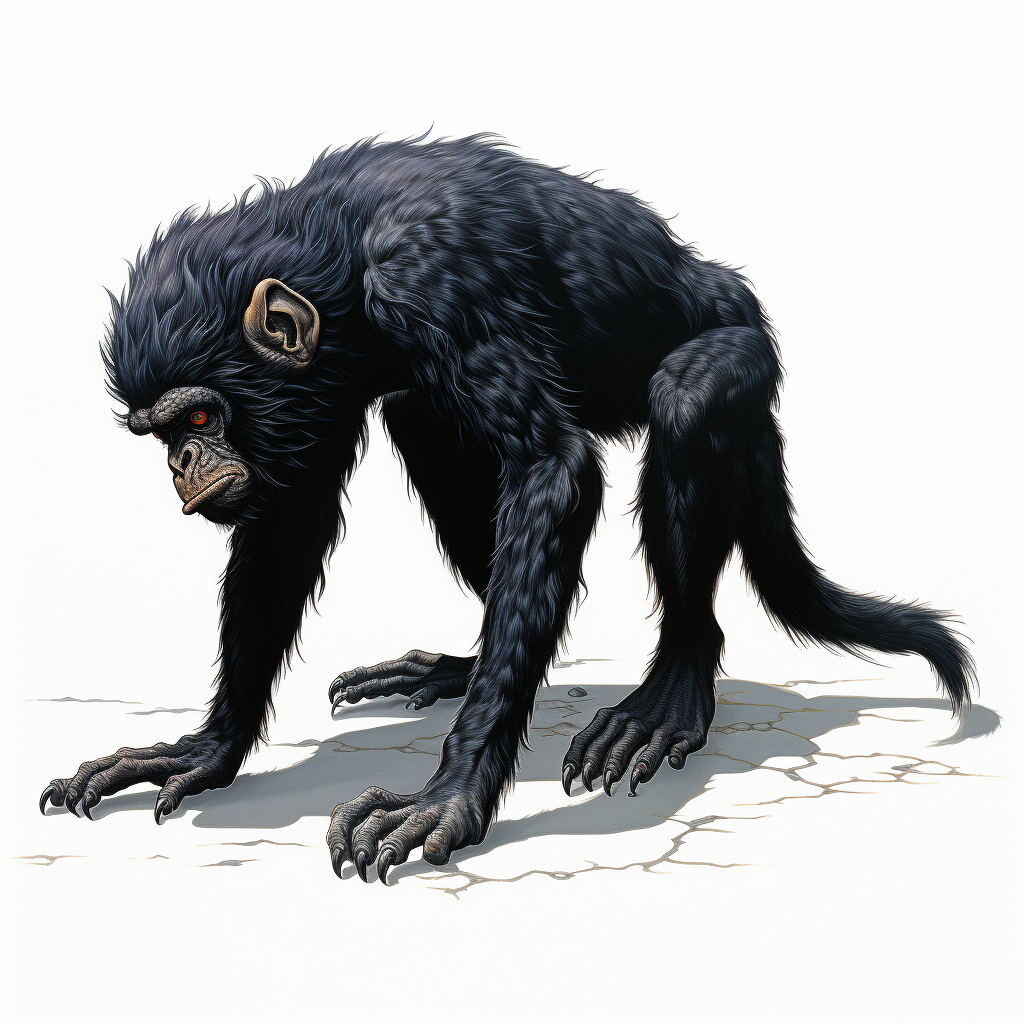 Black monkey walking on all fours