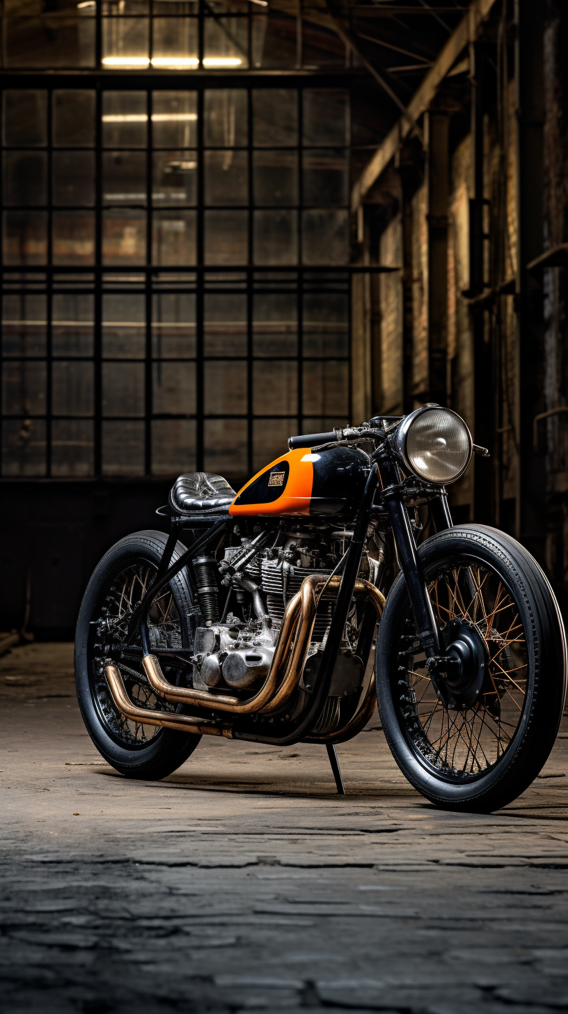 Black and Orange Cafe Racer Motorcycle