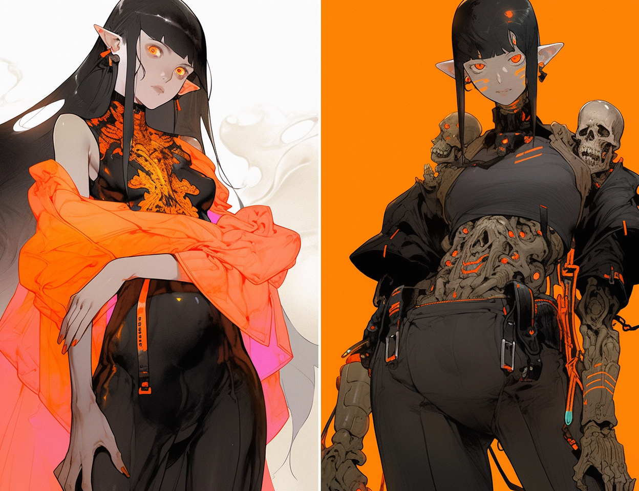 Black and Orange Halloween Amano Women Couple