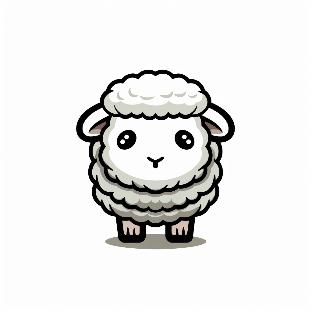 Cute sheep with black outline