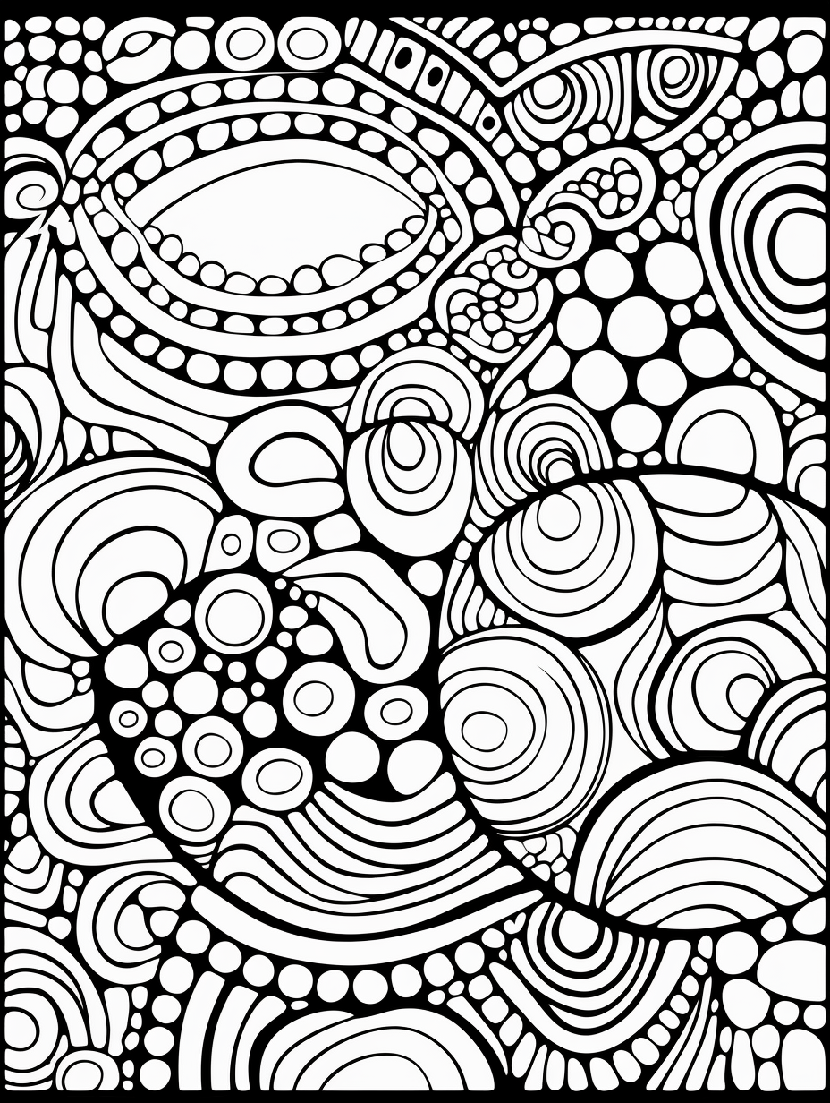 Black outline circles coloring book image