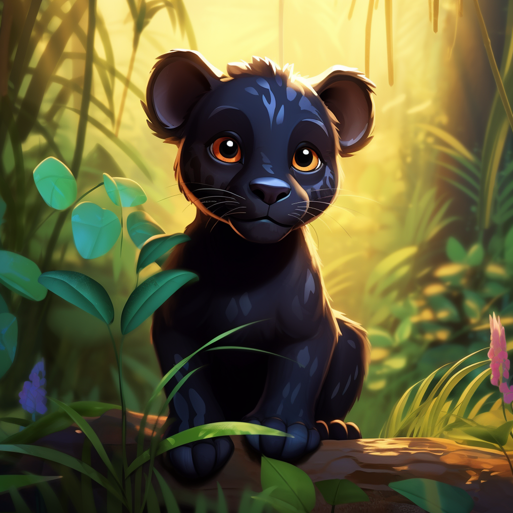 Cute black panther in jungle