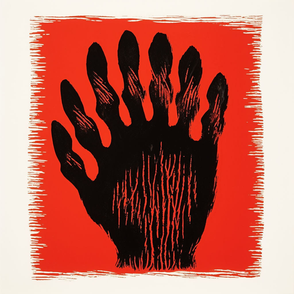 Minimal black panther paw linocut print