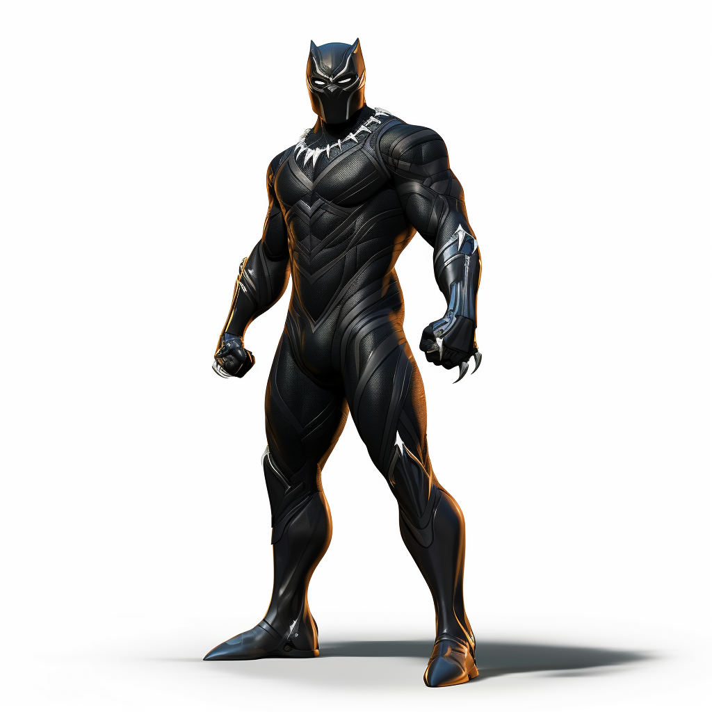 Black Panther superhero standing on white background