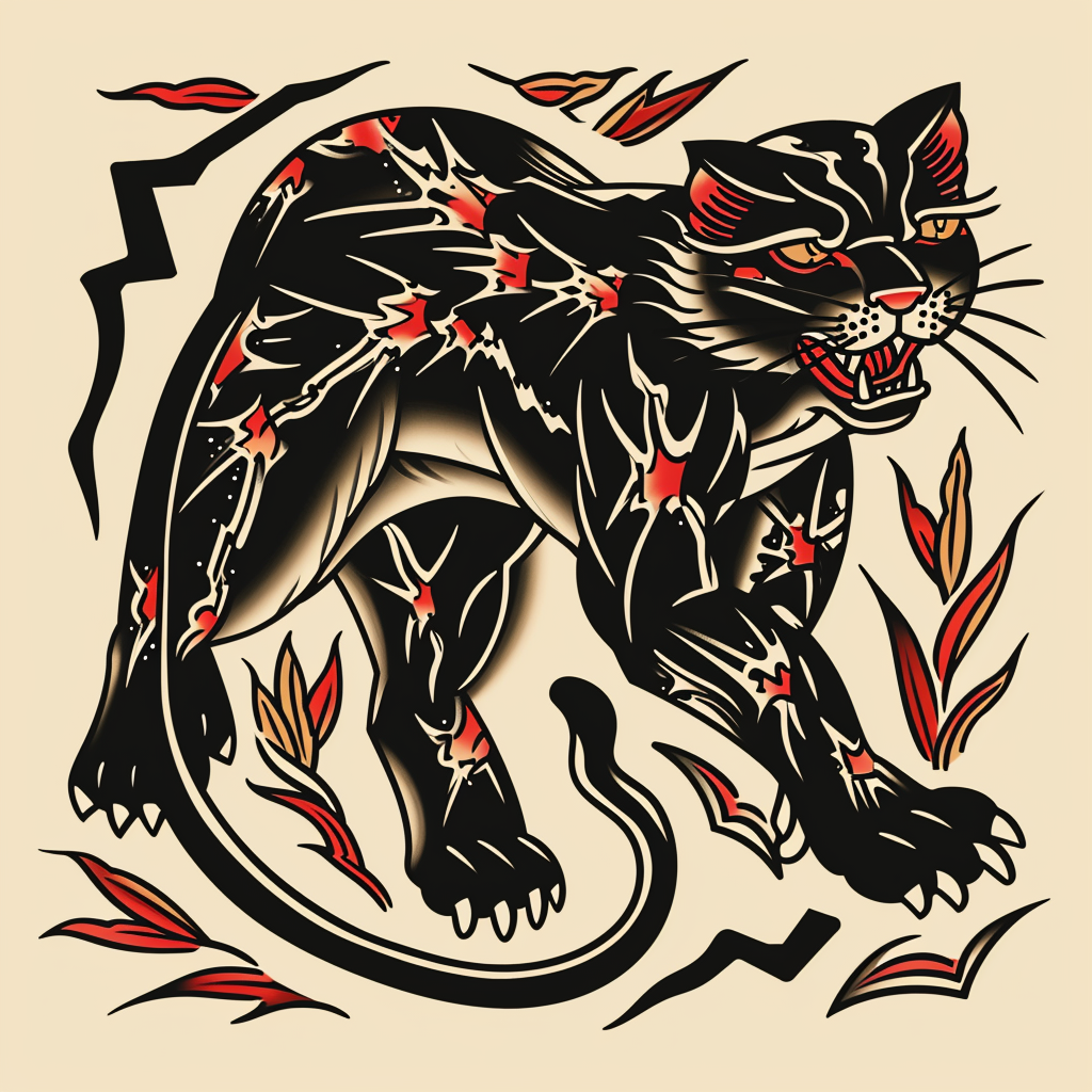 Black Panther Tattoo Illustration