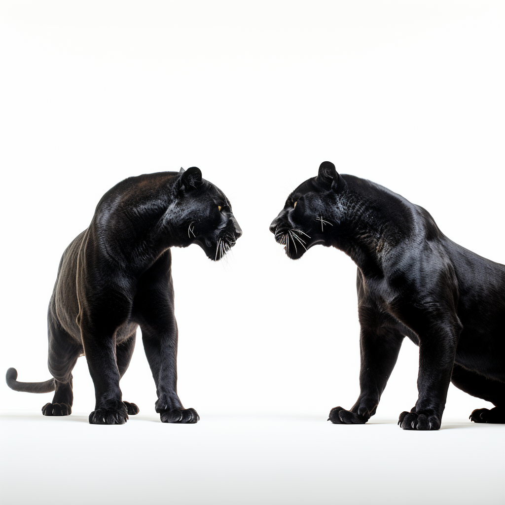 Two Black Panthers Engaged in Showdown