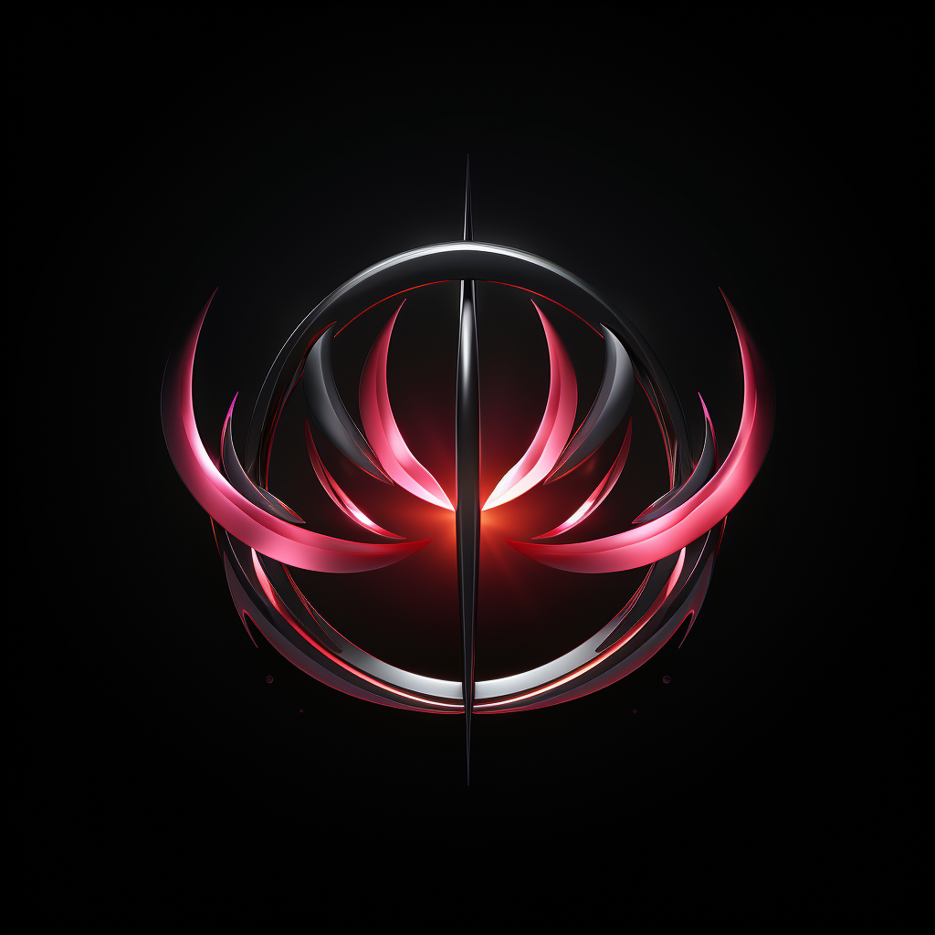 Abstract longbow logo in black and pink