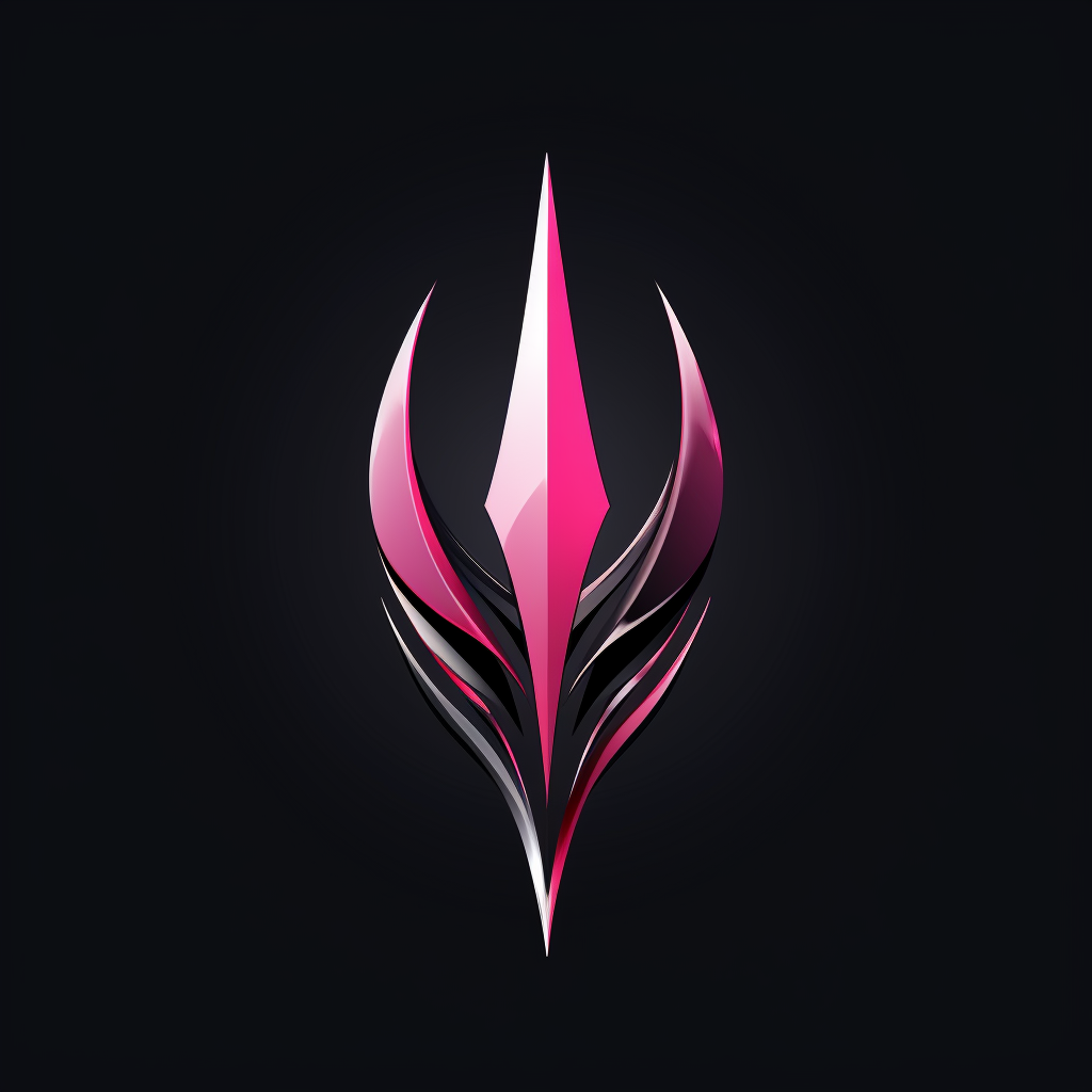 Black and pink round logo with spear