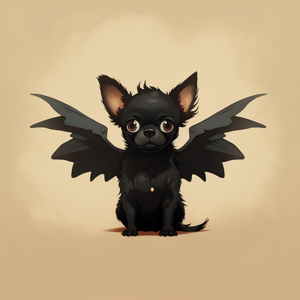 Adorable black Pomapoochi with bat wings