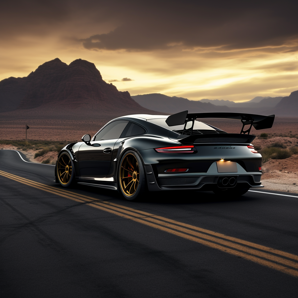 Black Porsche GT3RS Rear View Detail