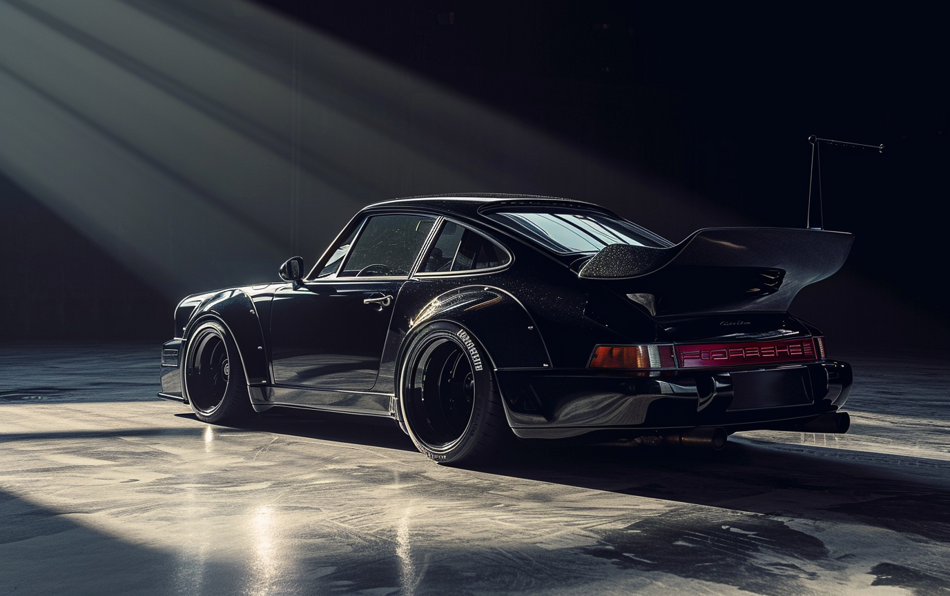 Stylish black Porsche RWB 964 widebody