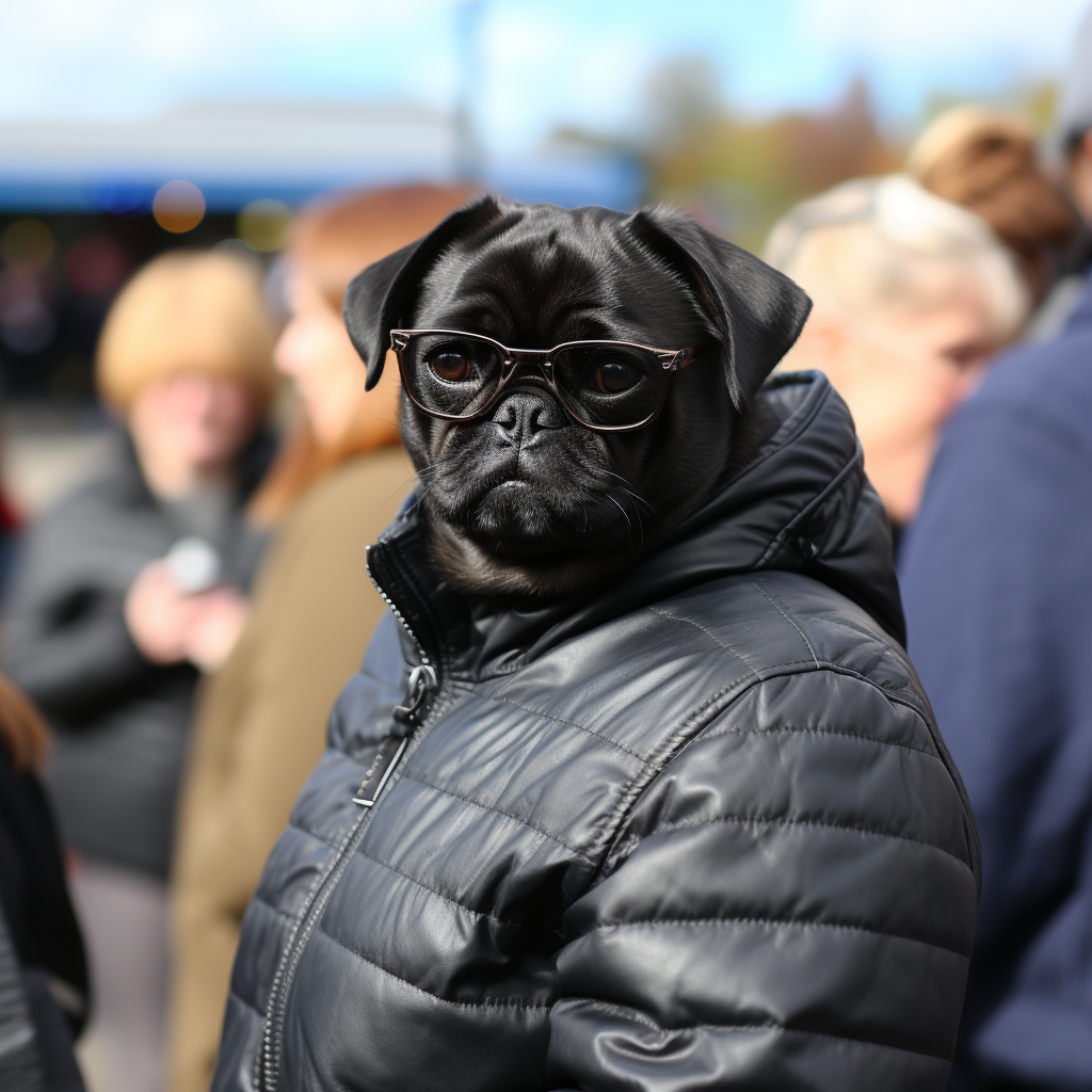 Two cute pugs in Halloween parade