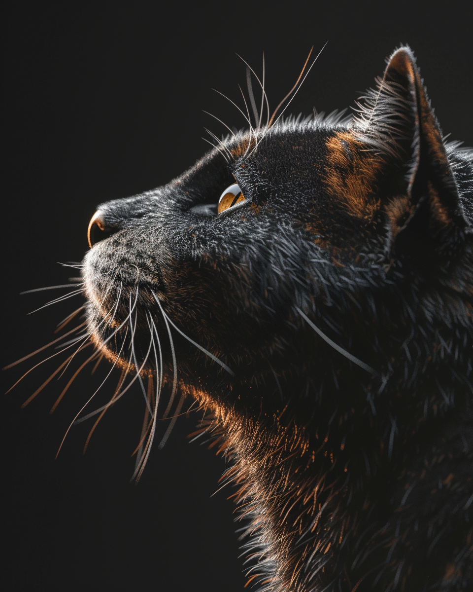 Detailed black puma cat profile