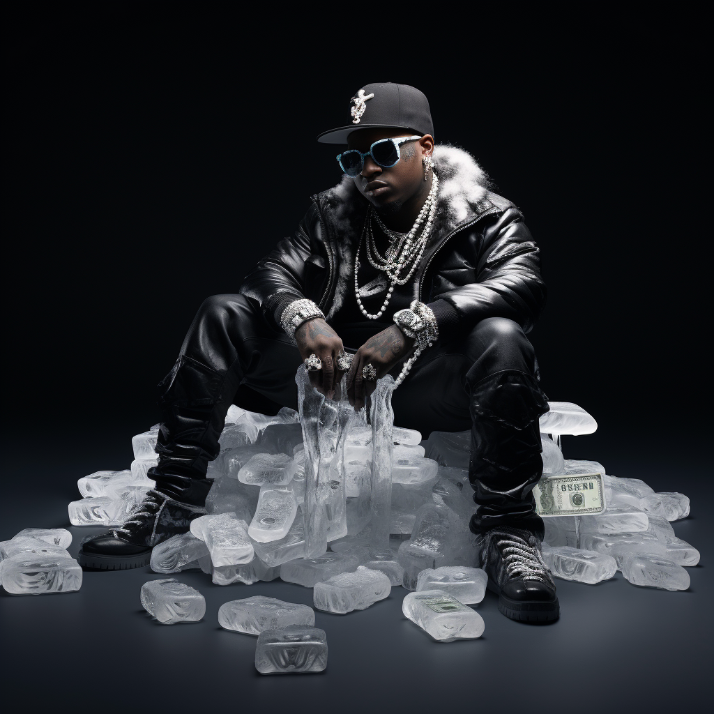 Black rapper with icey diamond jewelry