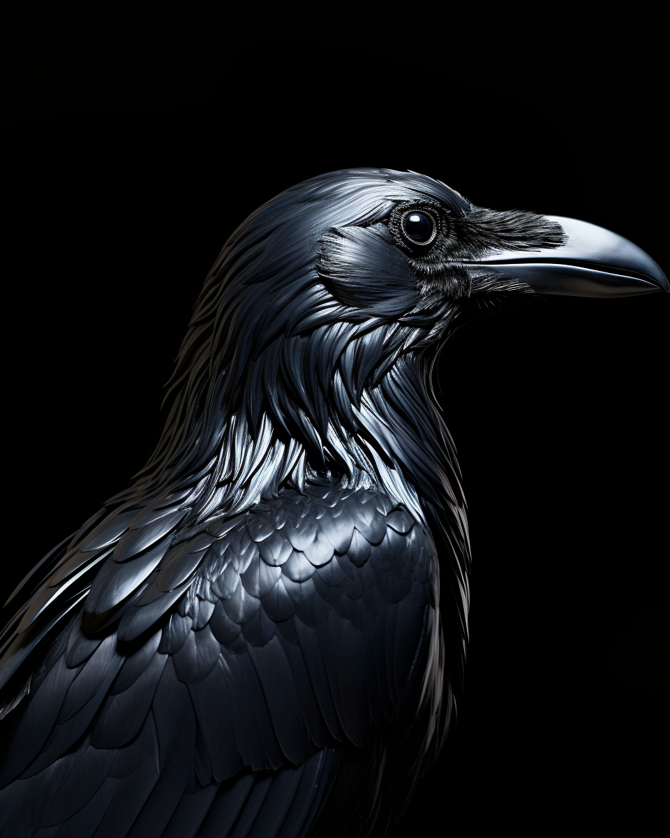 Close-up of Smooth Raven Sculpture