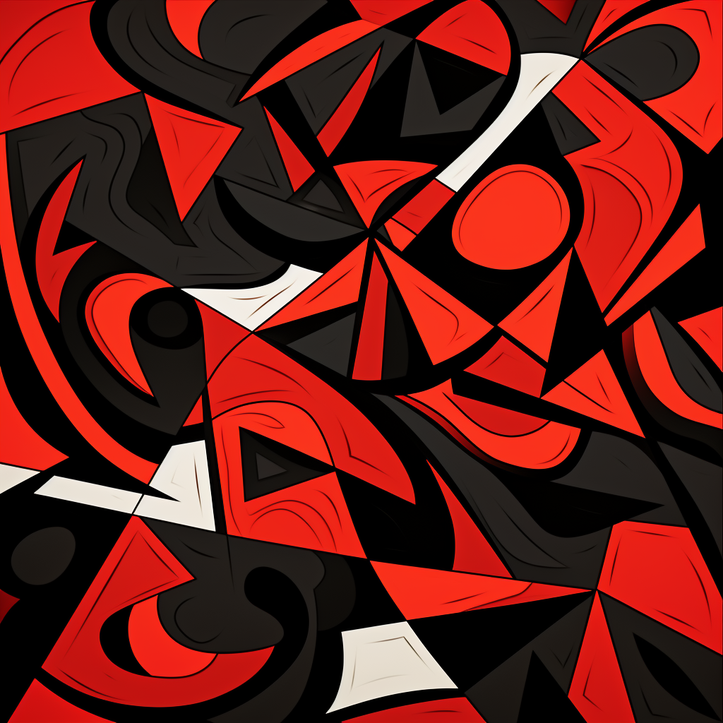 Black and red abstract pattern with triangles and squares