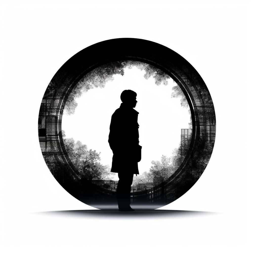 Black Ring Silhouette on White Background