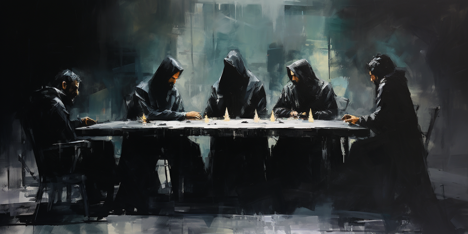 Group of Men Playing DND in Black Robes