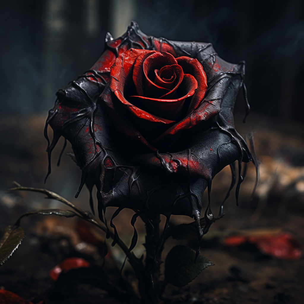 Black rose with red aura