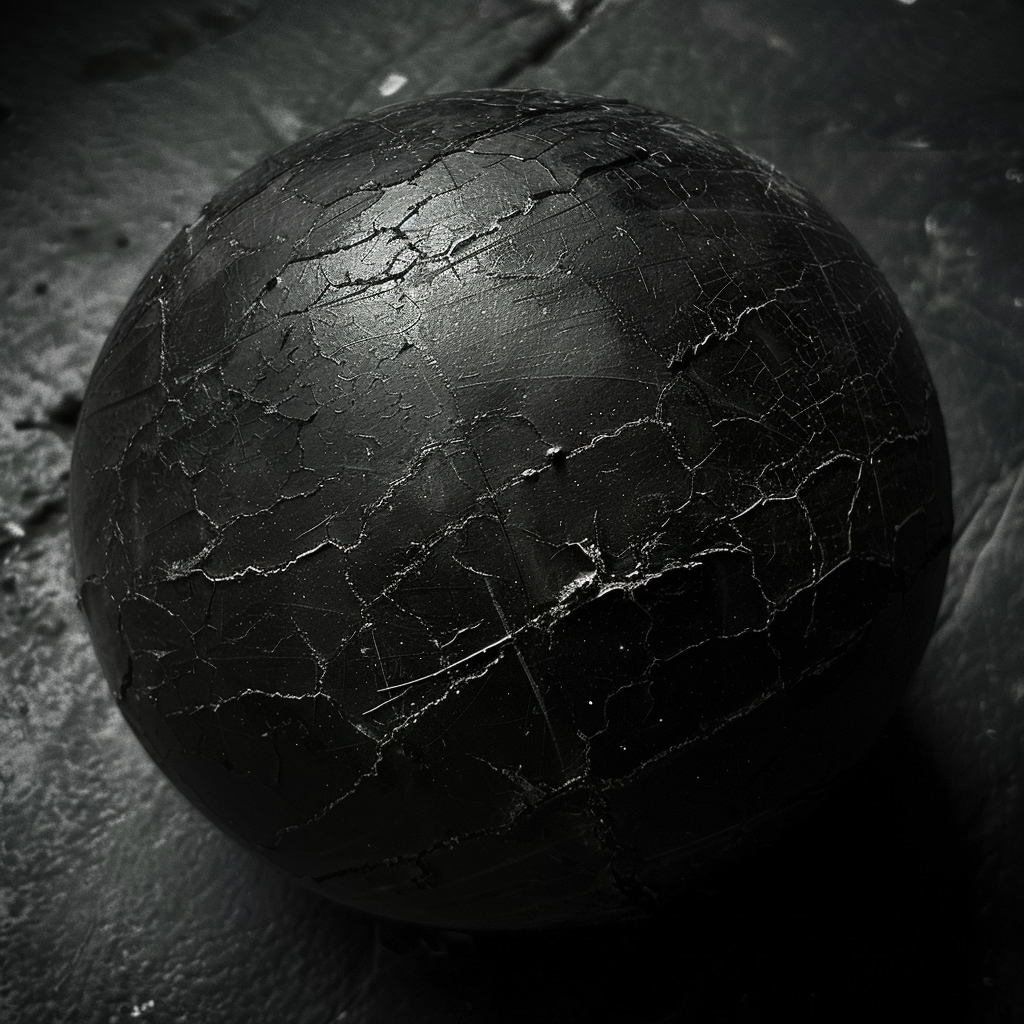 Black rubber ball scratches texture