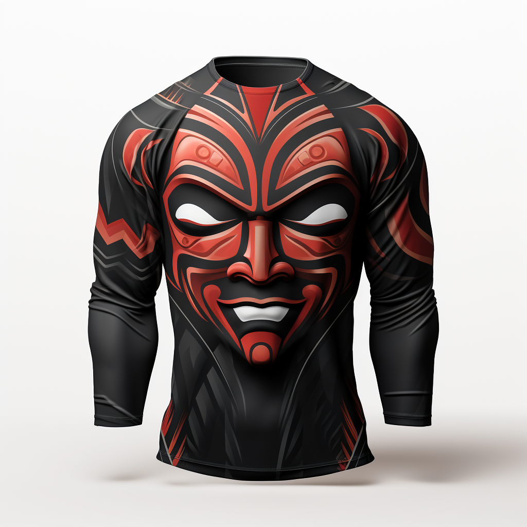 Stylish black rugby jersey with stone mask design