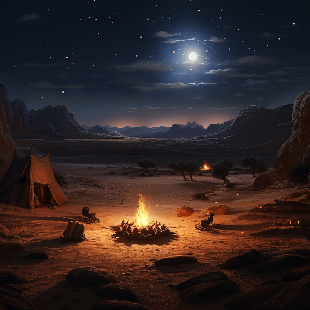 mesmerizing black sand desert campfire