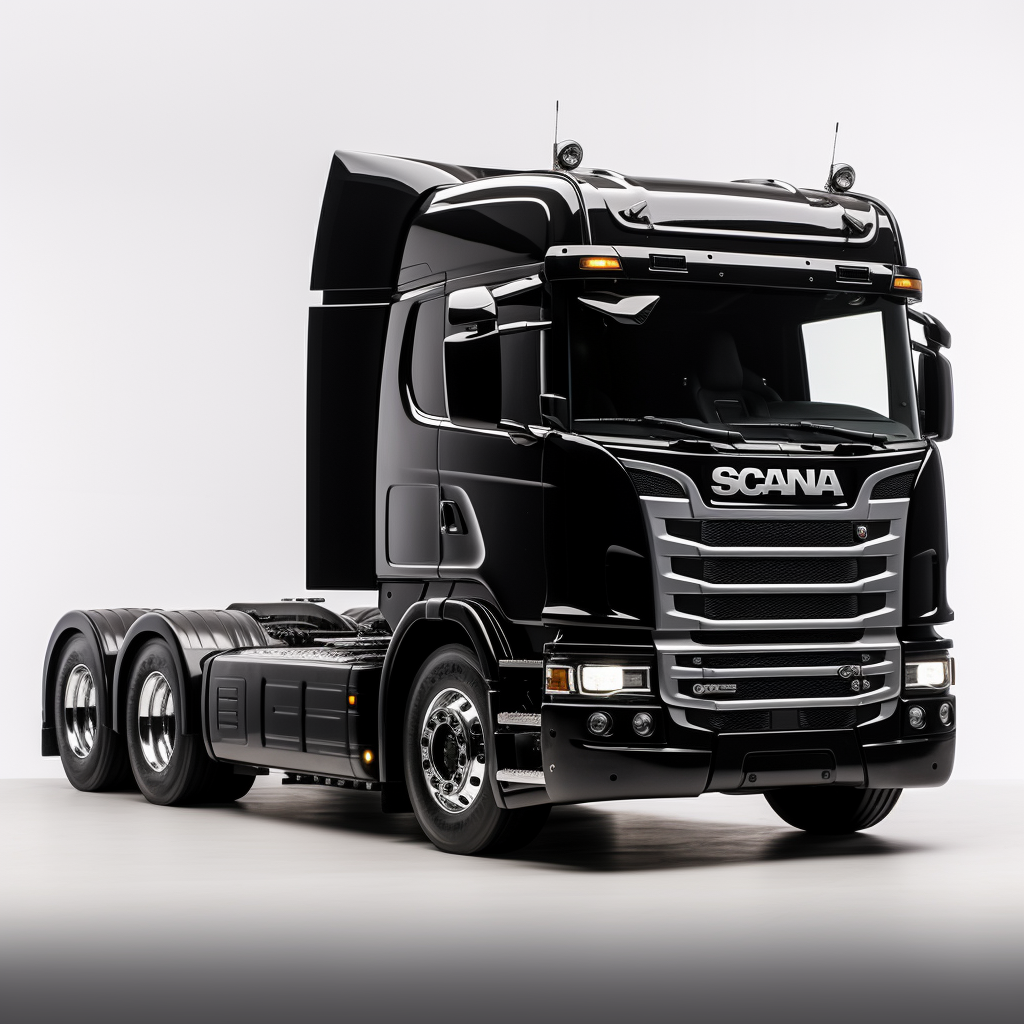 Black Scania Truck with One Axle