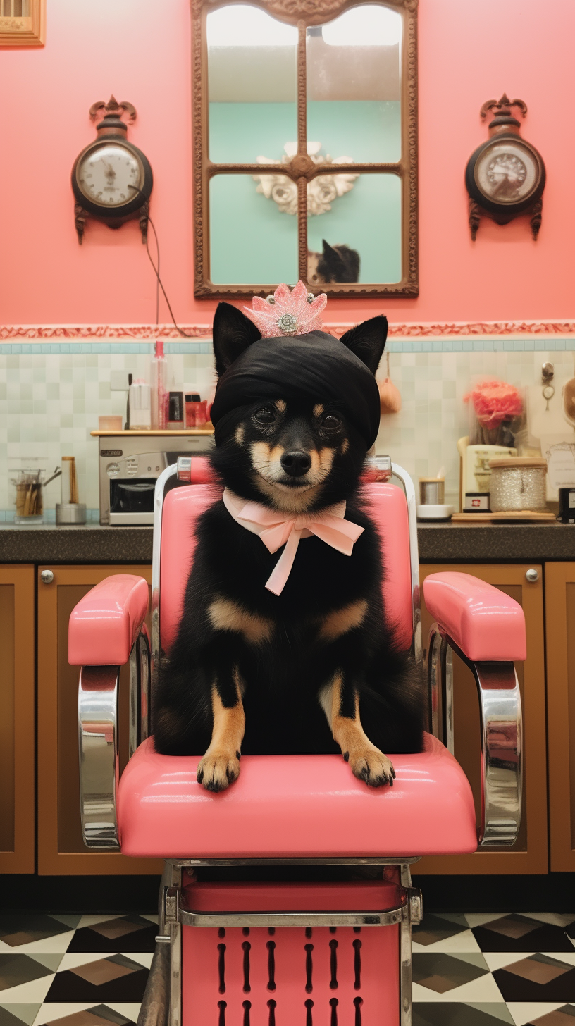 Shibu Inu dog in beauty salon