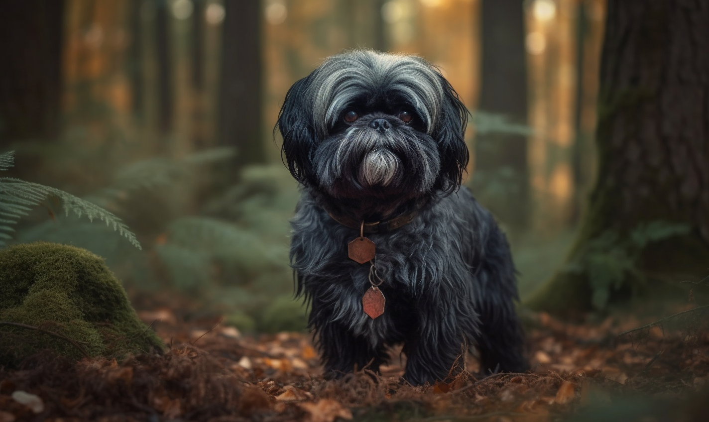 Black Shih Tzu Halloween Forest