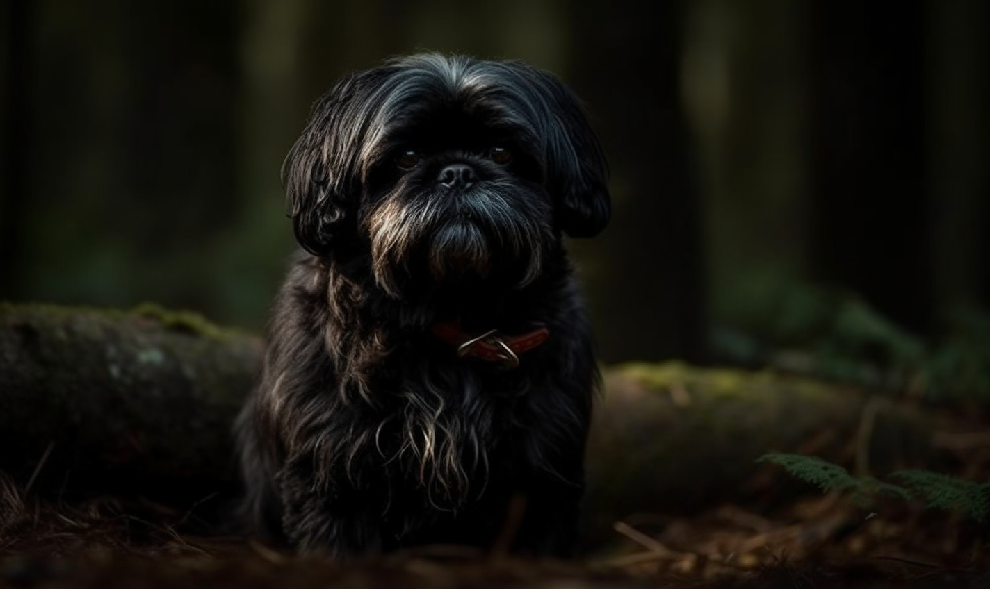 Black Shih Tzu in Forest