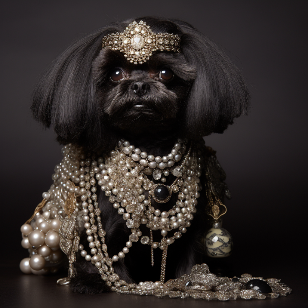 Adorable Dog with Glamorous Jewelry