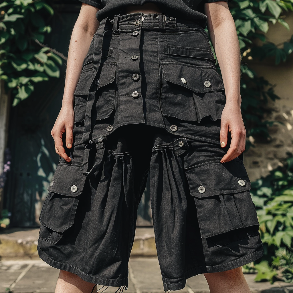 Black shorts with cargo pockets